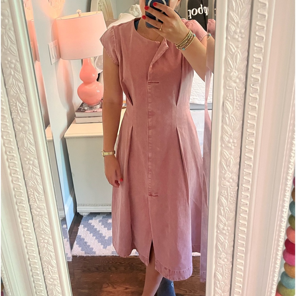 SEA NEW YORK Red Denim Wash Midi Universal Tie Dress!!